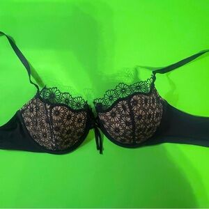 Black Floral Lace Bra